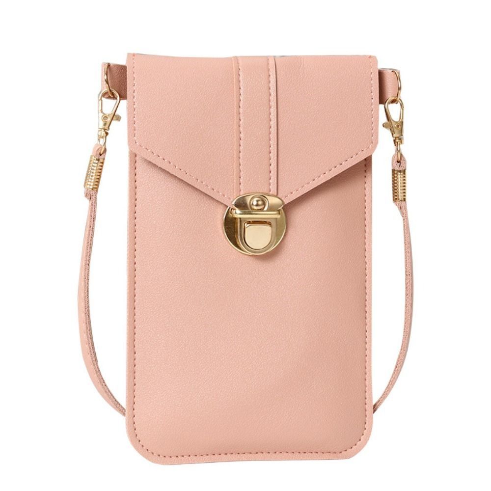 PU Leather Touch Screen Phone Purse Strap with Hook Closure Portable Mobile Phone Bag Multi-function Transparent Crossbody Bags
