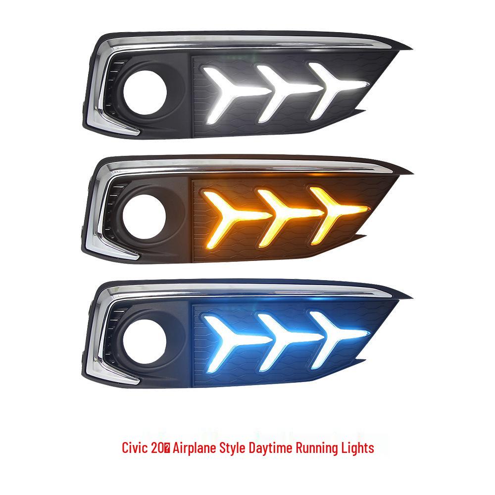 Compatible with 19-20 Honda Civic Fishbone-Style LED DRL Fog Lights