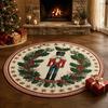 2D Flat Printed 3D Illusion Rug Santa Claus Xmas Home Decor Round Vortex Carpet  Indoor