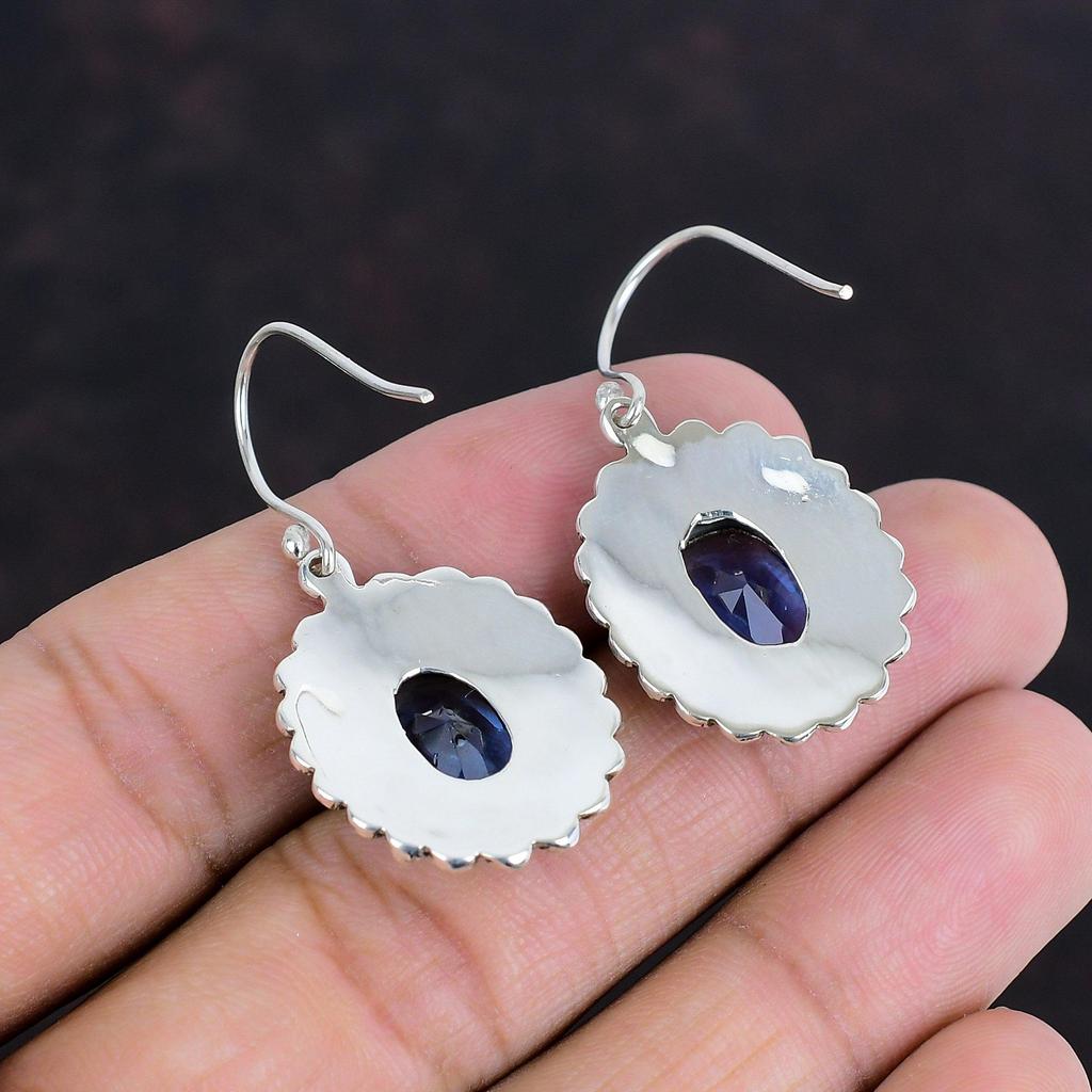 Faceted Tanzanite Quartz Earrings 925 Sterling Silver Earrings Handmade Original Gemstone Jewelry Wonderful Vintage Earring Engagement Gifts