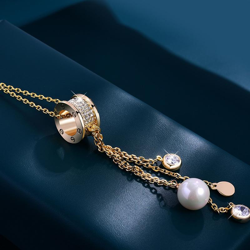 

Geometric Unique Pendant Necklace For Women With Long Snake Chain And Beautiful Crystal For Looks Stylish Gold Sweater Chain