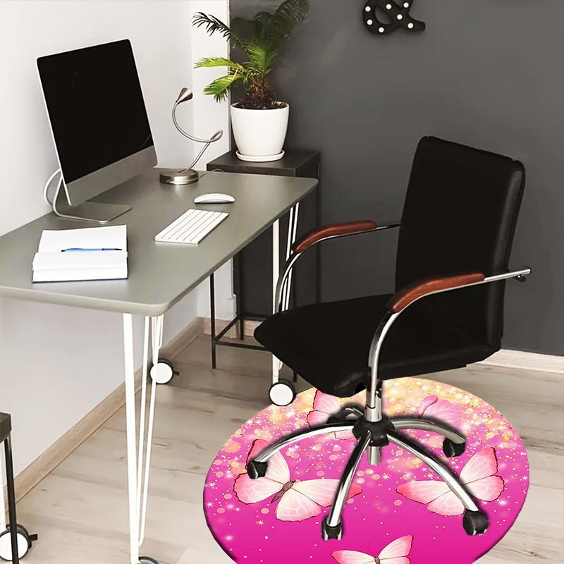 1PC Butterfly Pink Non-Slip Floor Round carpet, Office, family, bedroom, Large Area Rug Indoor Rugs,  Durable Polyester-Z0404 80cm by 80cm