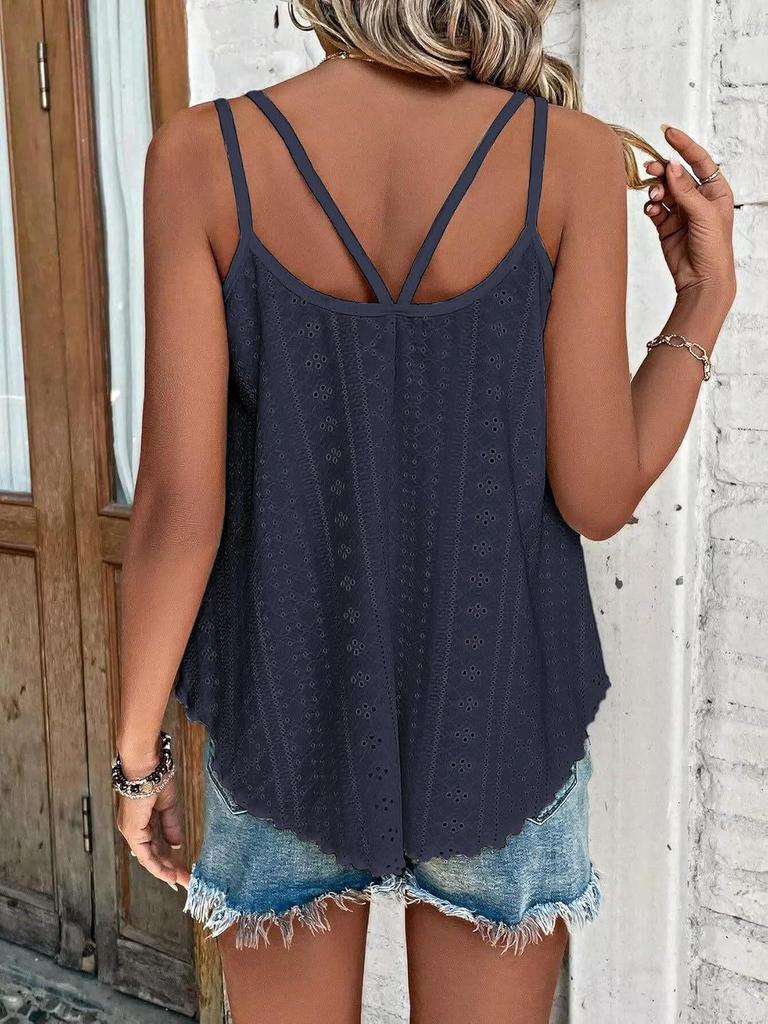 Women's Spaghetti Strap Sleeveless Tank Top - Loose Fit for Summer Vacation 2025