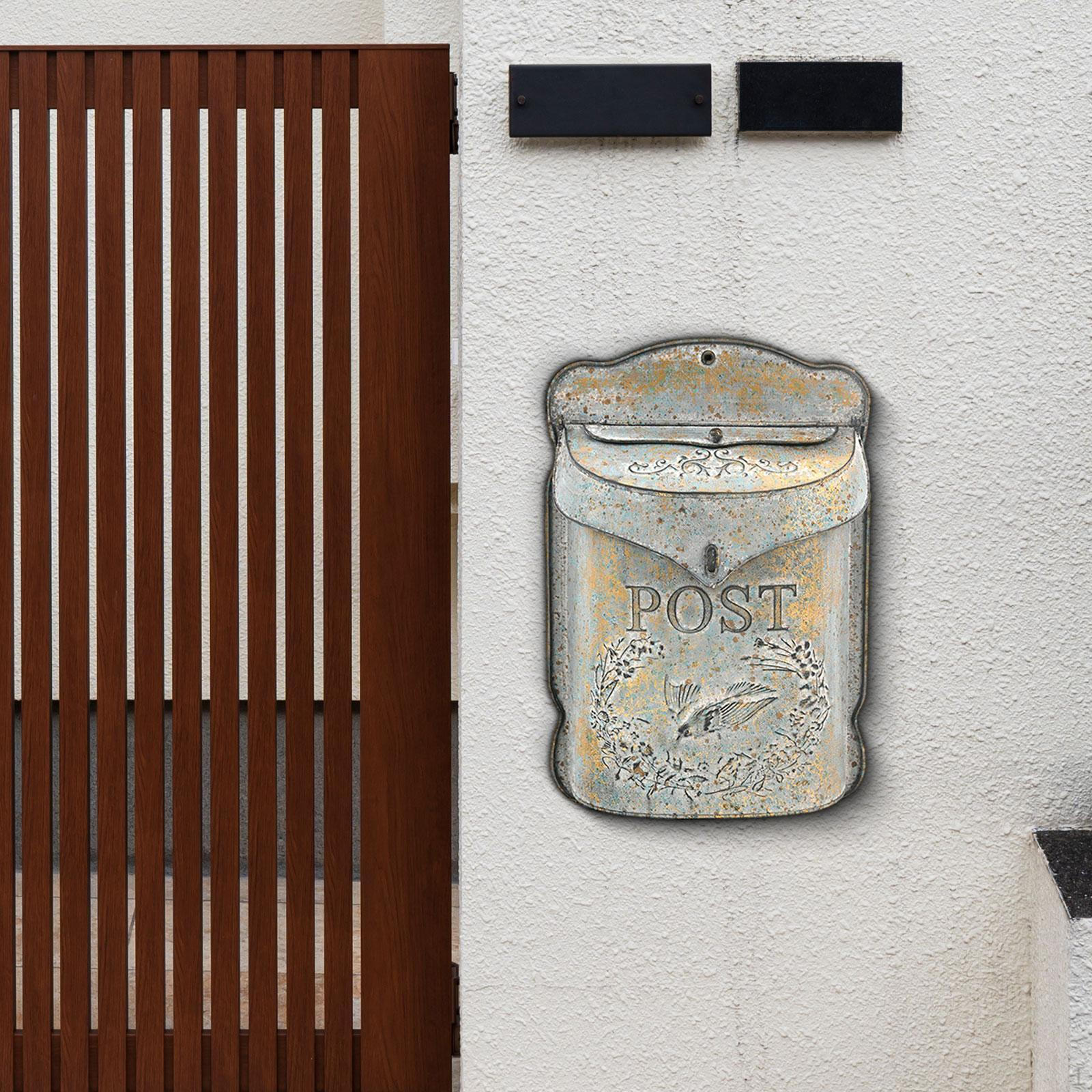 

Vintage Mailbox Wall Mount Mail Holder Rustic Metal Box Weatherproof for Outdoor Farmhouse Yard