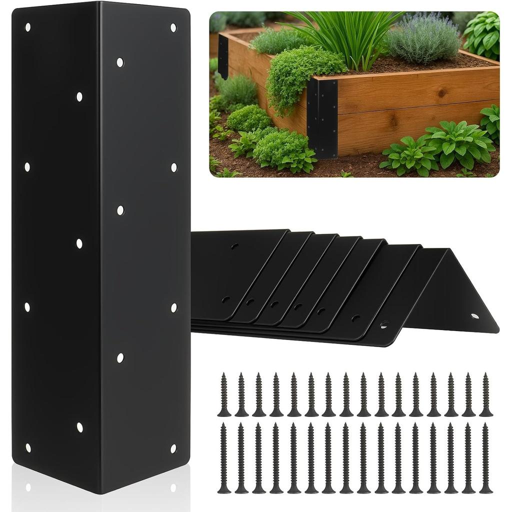 Raised Garden Bed Corner Brackets for Wood Planter Box,Rust-Resistant Metal Corner Brackets with Screws for Flower Beds, Vegetable Gardens, Furniture