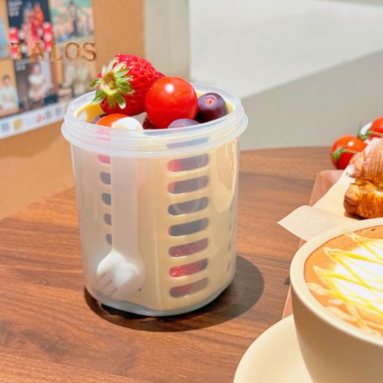 Salad Cup 501-600ml Food-Grade PP Leak-Proof Portable Salad Box with Lid Enhanced Drainage System Double Drain Cup