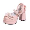 2025 neue Schleife hochhackige Lolita Schuhe süße runde Spitze originelle Damenschuhe Traumabsätze Mode Lo Schuhe