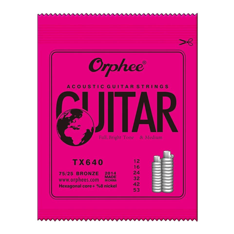 Orphee 6Strings Acoustic Guitar String High Hexagonal Core Full Bright Tone Folk Guitar String TX620 TX630 TX640 Guitar Parts