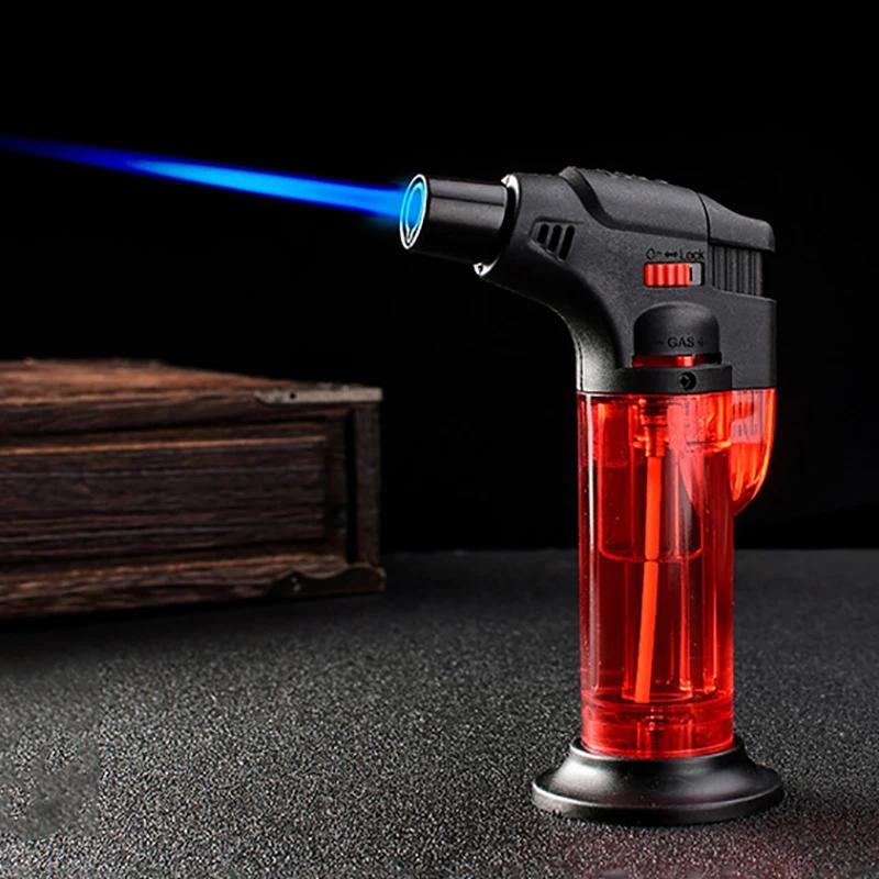 Transparent Body Design High Jet Flame Butane Gas Refillable Adjustable Butane Jet Torch Lighter Flame Ignition Tool