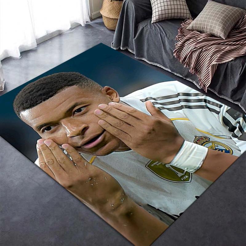 2025 Neuer Kylian Mbappé Teppich für Wohnzimmer Schlafzimmer Zuhause Sofadekoration, Kinder spielen Rutschfeste Fußmatte