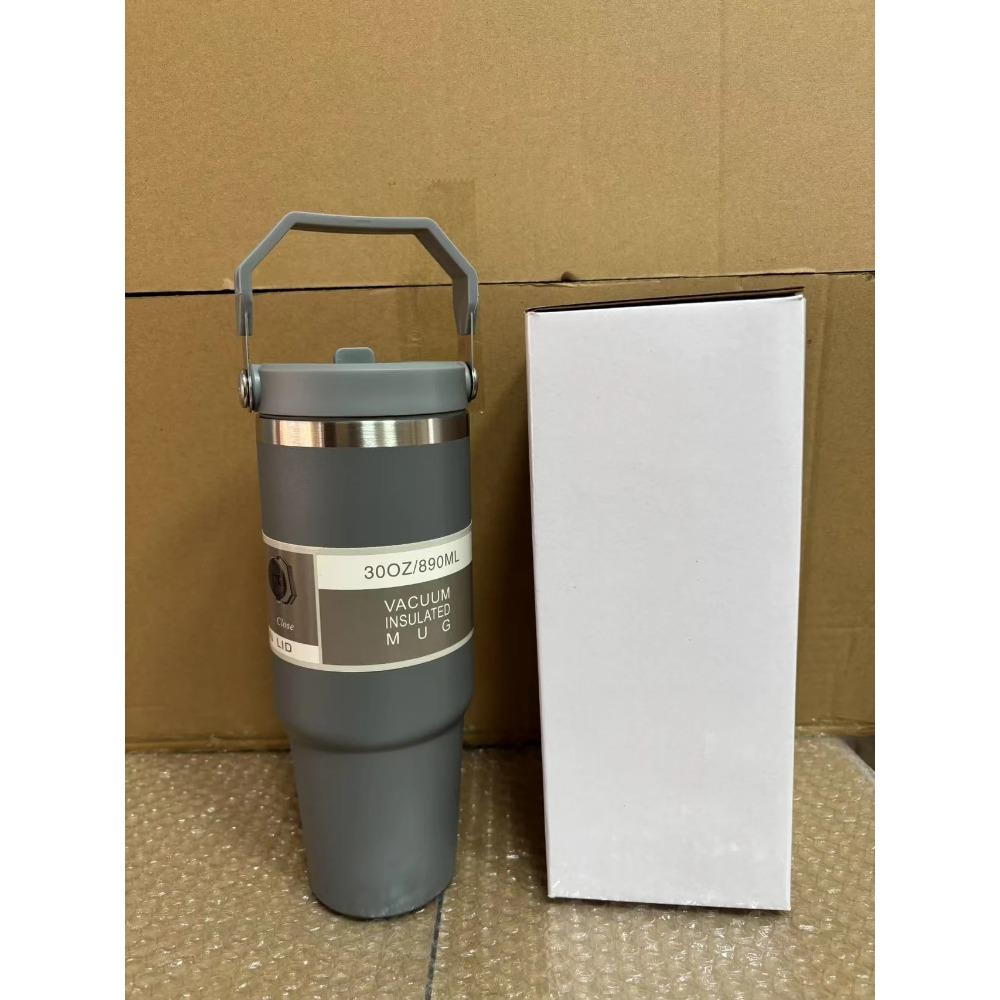 

New H2.0 Tumbler Multicolor with Handle & Straw Available 30oz |Travel Cup Holder|Insulated Stainless Steel Mug|BPA-Free|Cream 30oz сірий
