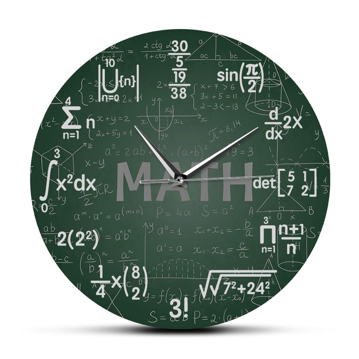 

Green Chalkboard Math Formulas Wall Clock Hanging Wall Watch Back To School Science Mathematics Art Wall Decor Math Geek Gift