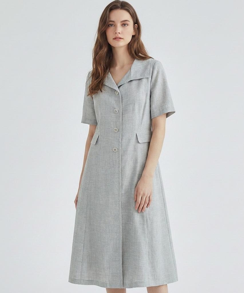 MESENSE Wide Collar Short Sleeve Dress_Mb45Opm104Z
