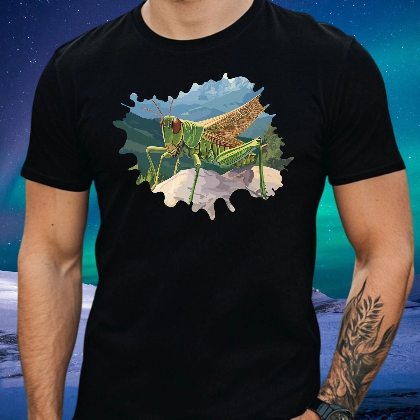 T-Shirt Herren Grashüpfer auf dem Berg Motiv Baumwolle Größe XS bis 5XL XS