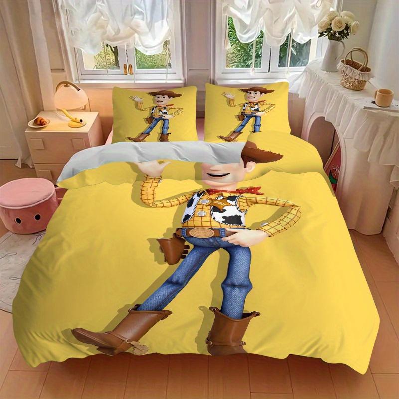 3pcs Yellow Woody Toy Story Bedding Set - 1 Soft Quilt Cover + 2 Pillowcases, Machine Washable - Suitable for All Seasons, Perfect Gift for Famil