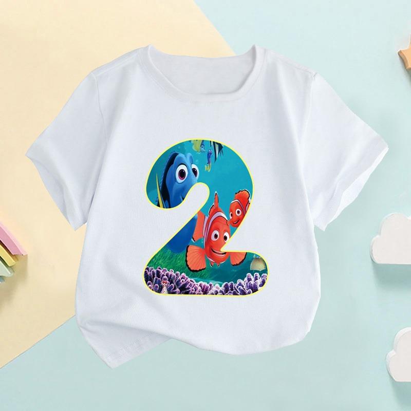 Finding Nemo Dory Cute Fish Number Print Kids T shirt Girls Clothes 1 2 3 4 5 6 7 8 9 Years Birthday Baby Boys T-Shirts,HKP2759