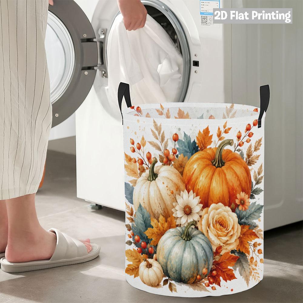 Collapsible Laundry Basket Large Round Waterproof Fabric Hamper Dirty Clothes Storage Bin Toy Organizer with Handles