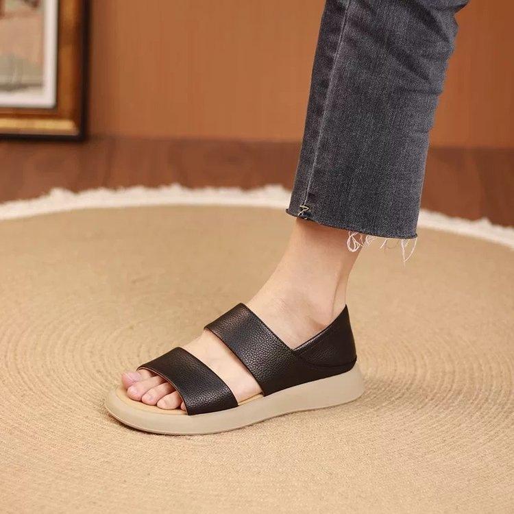

Summer Mori small sandals women wear new flat-bottomed retro style one shoe two wear casual versatile Roman shoes 40 чорний