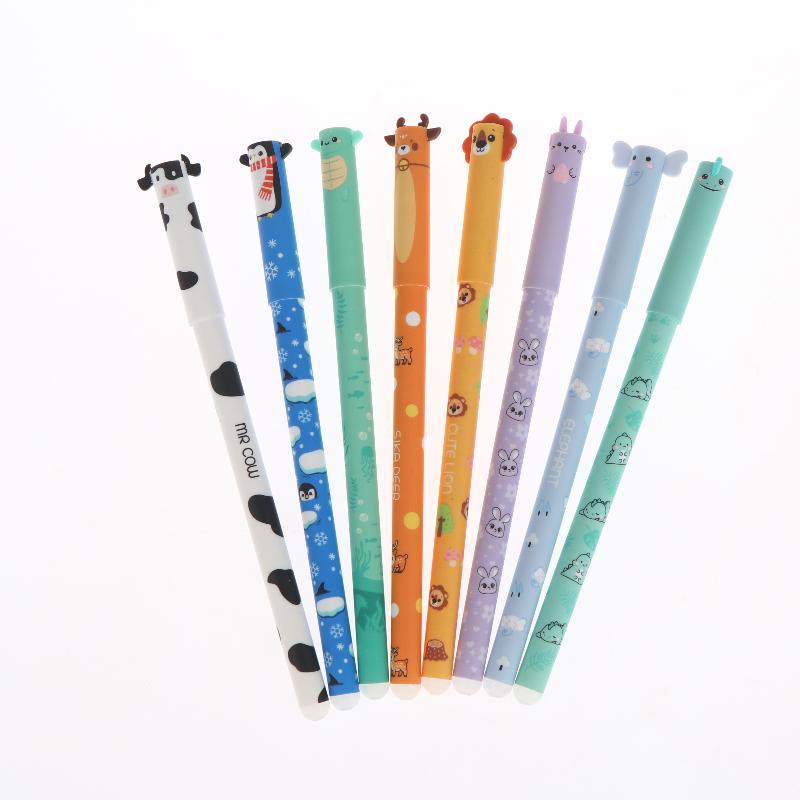 8 ks kreslených zvířecích gumovacích gelových per 0,5 mm barevné kuličková pera hladké psaní pro kancelářské školní psací potřeby