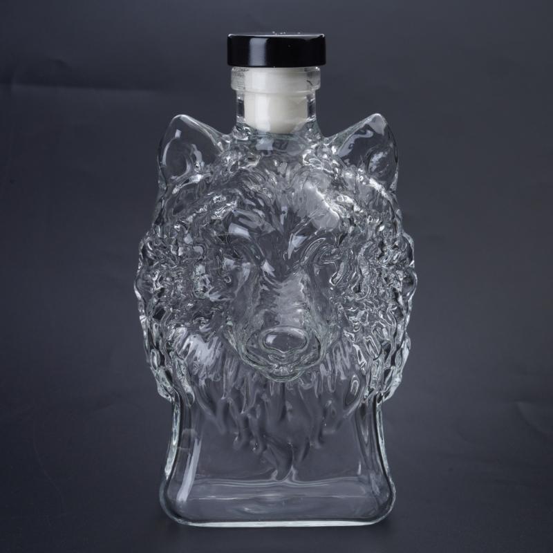 Artistic Wolf Head Decanter High Borosilicate Glass Wine Bottle Bourbon Dispenser For Gift And Collectors Home Bar