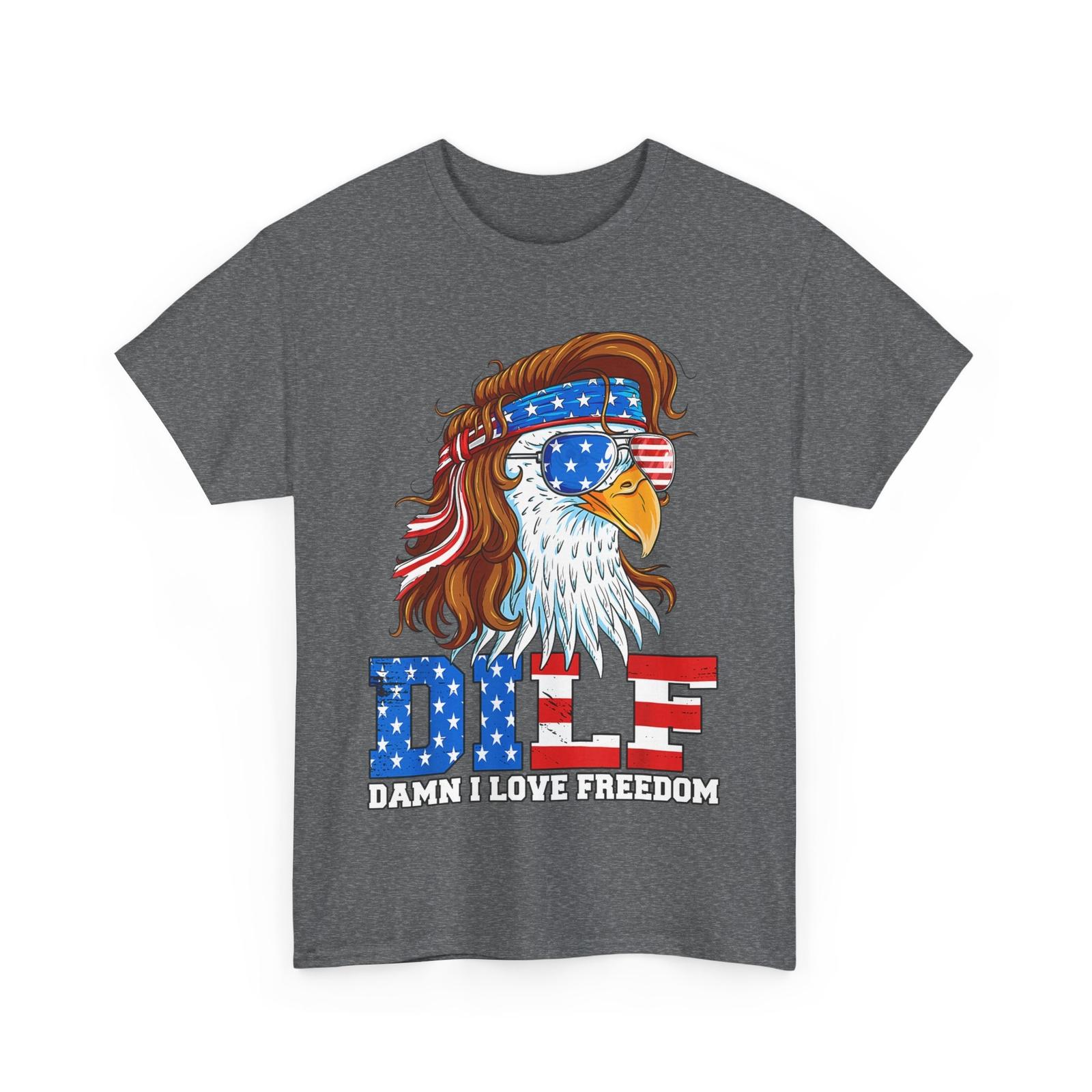 4th of July Eagle DILF Damn I Love Freedom American Flag Patriotic Shirt M