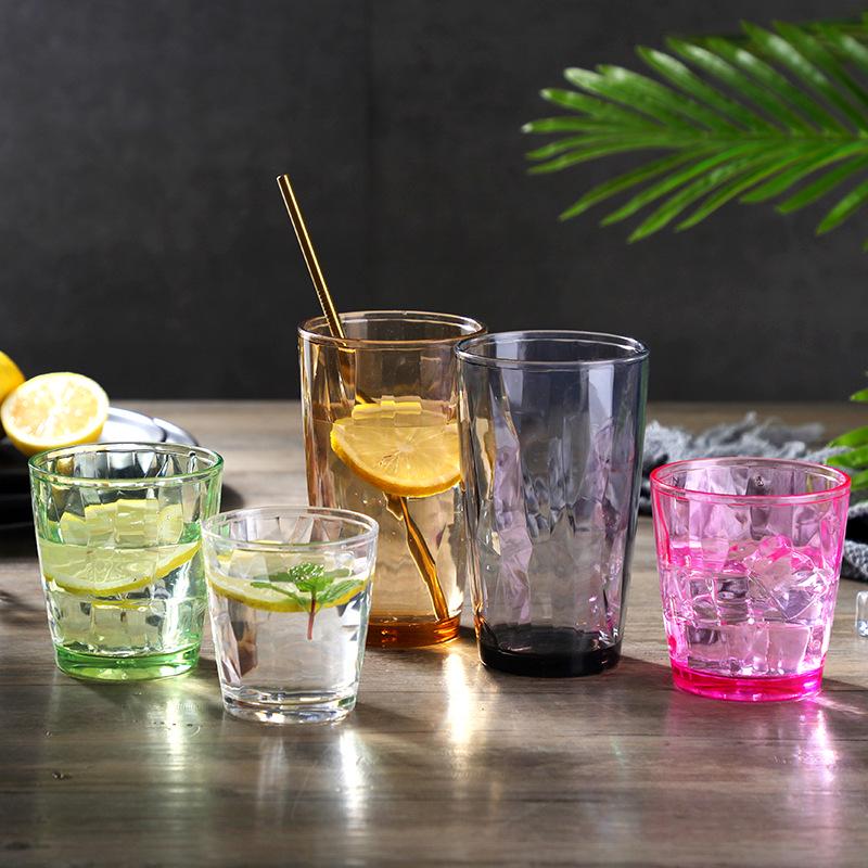Colored Acrylic Water Cup: Transparent, Heat-Resistant, Drop-Resistant—Perfect for Mouthwash, Juice, Tea, or Beer.