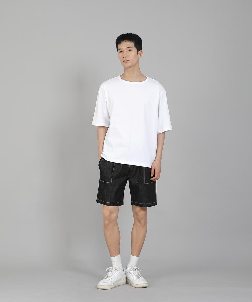 Seinteukeulu Plain R-Neck Half-Sleeve T-Shirt Rhr-896 White