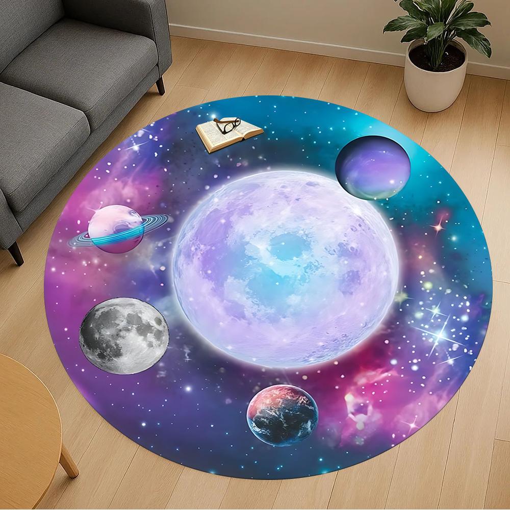 1pc space planets Round Chair mat Area Rug - Non-Slip, Floor Mat for Office, Bedroom, and Indoor Decor c1125084