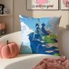 Game Genshin Venti Cushion Cover Pillowcase Short Plush Invisible zipper Room Sofa Cushion Cover