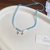 New niche design shell small fish starfish blue beaded necklace bracelet matching fresh holiday style