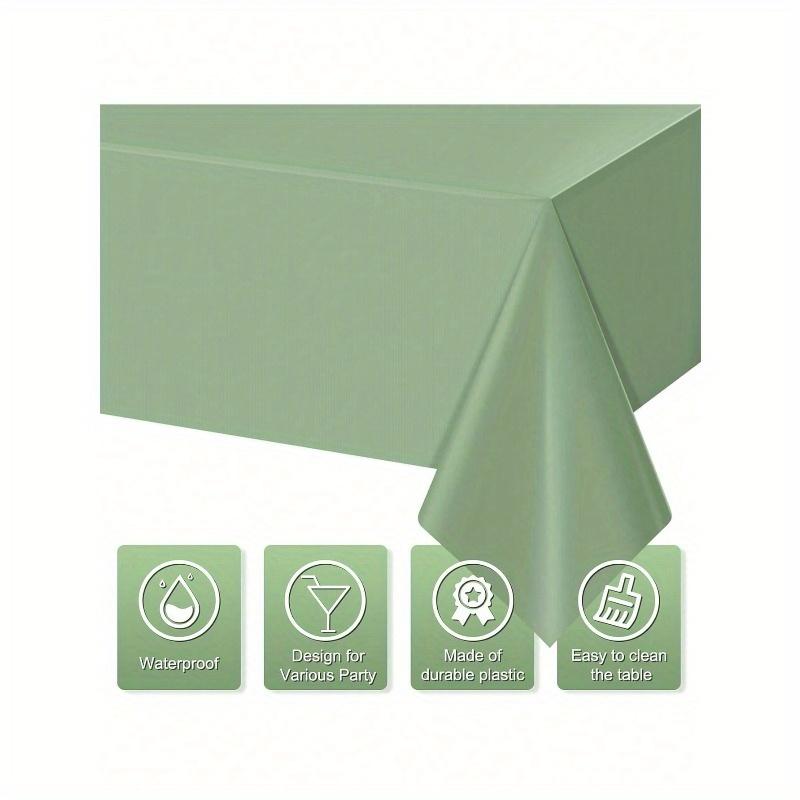 1pc Sage Green Plastic Tablecloths for Rectangle Tables, Light Green Disposable Tablecloth, Waterproof Sage Green Table Cover
