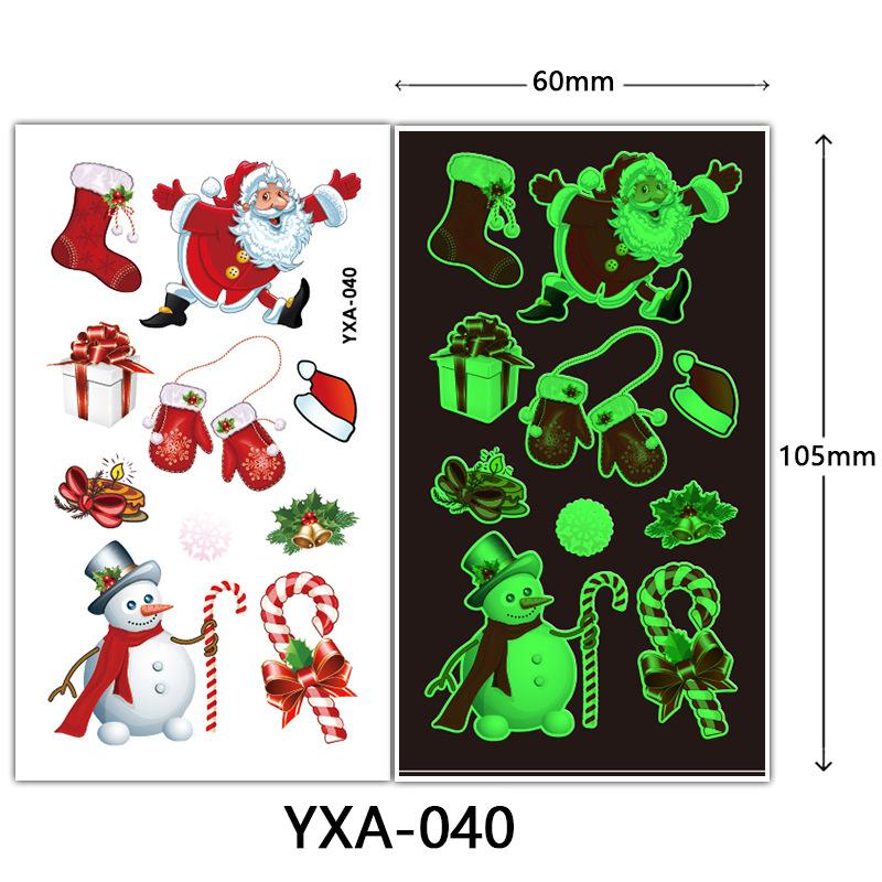 Christmas Luminous Tattoo Sticker Glowing Waterproof Sweat Cute Cartoon Holiday Party Temporary Sticker