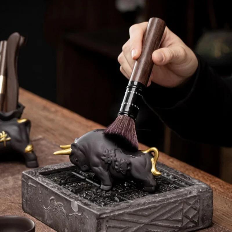 5Pcs Tea Ceremony Set Chinese Kungfu Teaware Ebony Tea Making Tool Tea Spoon Brush Tweezer Cup Clip Tea Needle Tea Art Accessory