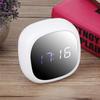 Household Multi Functional LED Alarm Clock Desktop Makeup Mirror Surface Digital Mute Clock for Bedroom(White )