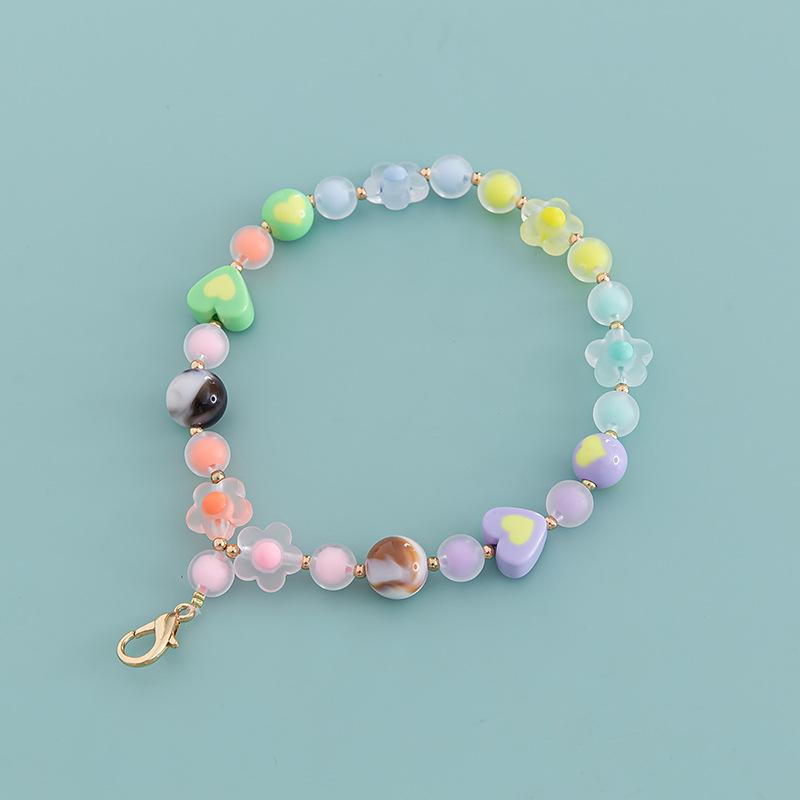 DIY 40cm Acrylic Bead-in-Bead Heart Bag Chain with Multi-color Options