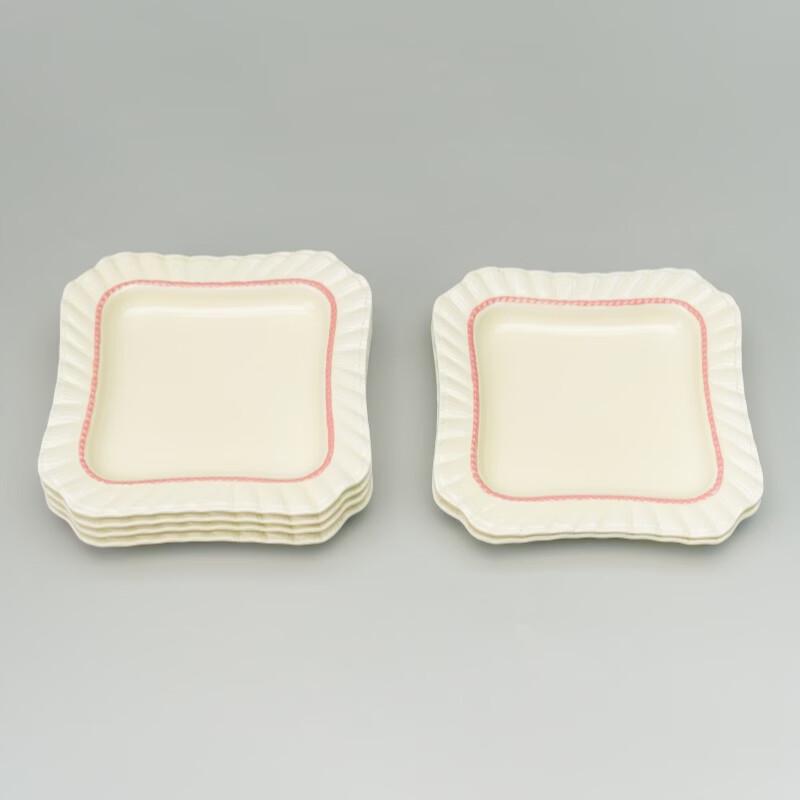 Haoya Jingdezhen Ceramic Pink 8-inch Square Dinner Plates - Set of 6