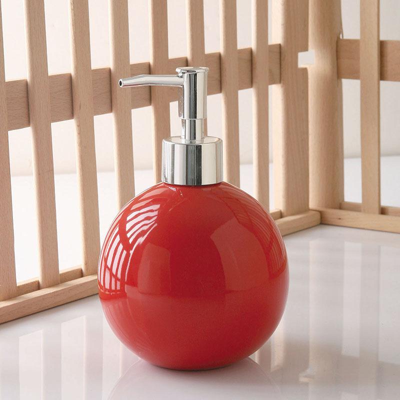 Dispensador de jabón de manos redondo de cerámica minimalista Botella de jabón de manos para hotel Botella de loción para baño Bomba de jabón Accesorios de baño para el hogar