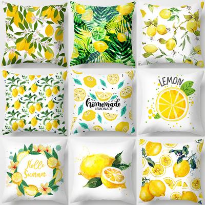 Heimdeko Gelbes Zitronenmuster Sommer Kissenbezug Kissen Sofa Dekorativ