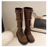Yueyu Versatile Miu Boots Women's 2025 New Strap High Knight Boots Square Head Buckle But Knee Boots