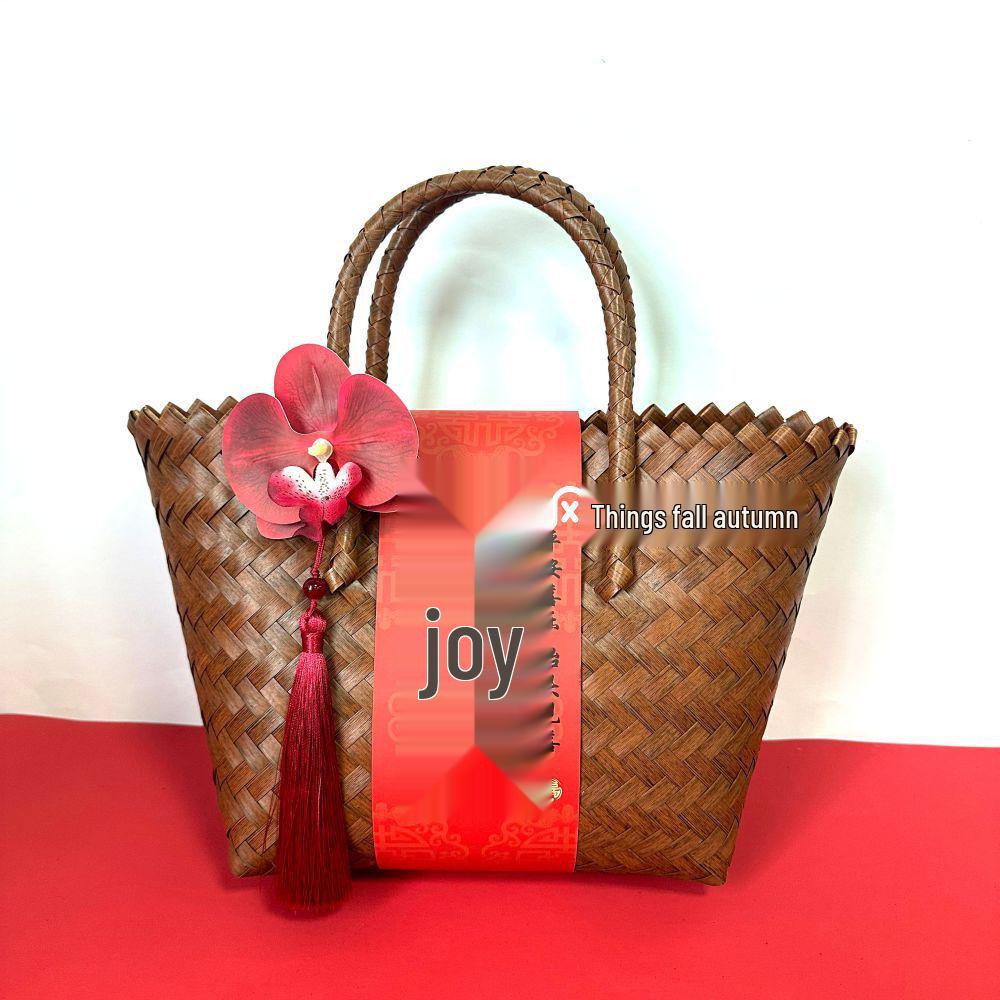 Bridal Woven Basket Handbag with Candy Box for Bridesmaid & Guest Gifts