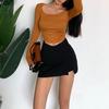 Women's Black Skirt: 2025 Spring/Summer Sexy Slit Suit, Anti-Exposure, Pure Desire Short Hip Skirt