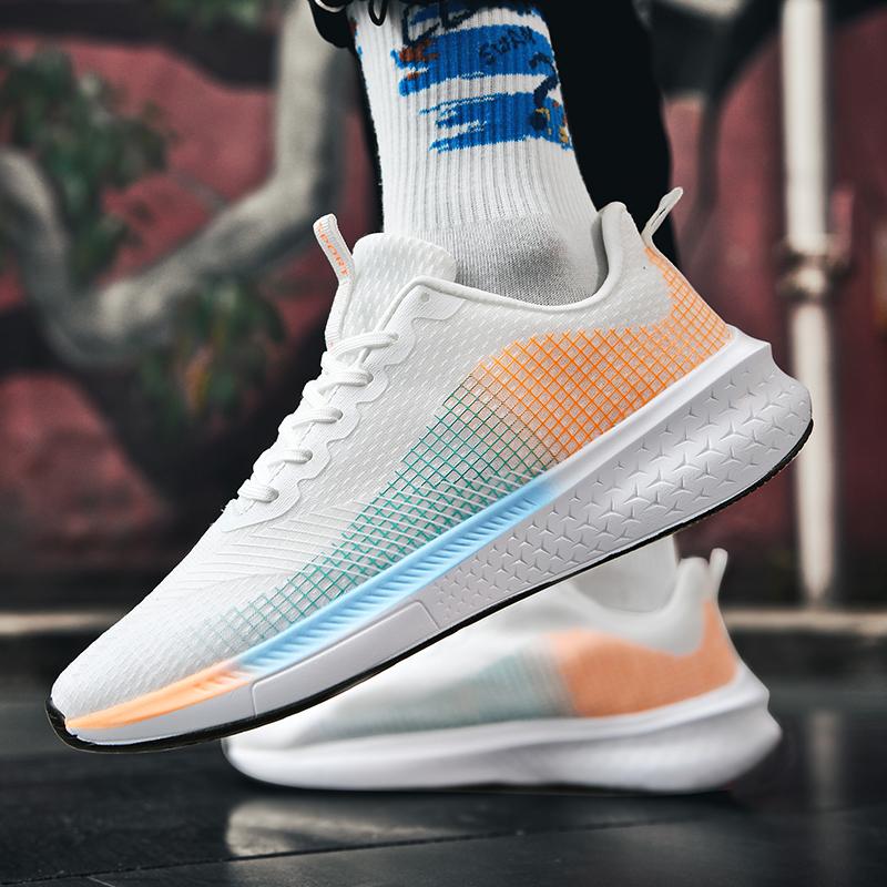 Мужские удобные ультрамягкие и дышащие кроссовки на шнуровке 45 белый/фиолетовый — фото 10