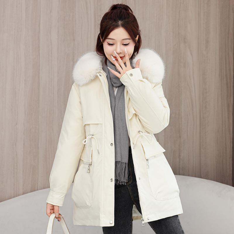 Autumn Winter Thicken Warm Parka Women Casual Sweety Solid Color Big Pocket Loose Hooded Coat Jackets Outwear