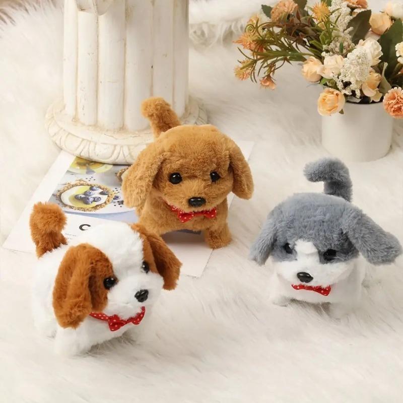Cute Plush Robot Puppy Interactive Walking Simulated PuppyToy Barking Tail Wagging Stuffed Dog Plush Toy for Children No Battery