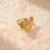 Golden Plated Hammered Heart Open Adjustable Ring for Women Elegant Statement Jewelry Gift