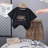 Children's Clothing Boys' Summer Set Stylish Leopard Print Short Sleeved Set Thin Children's Summer Two-piece Set