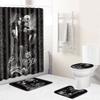 Thriller Skull Print Bathroom Non-Slip Floor Mat Shower Curtain Combination Carpet European And American Style