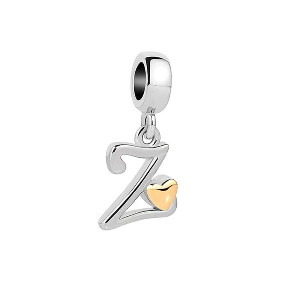 New Plated Copper Letter Alphabet A-Z Dangle Charm Beads Fit Original Charms Bracelet Pendant Women Diy Jewelry
