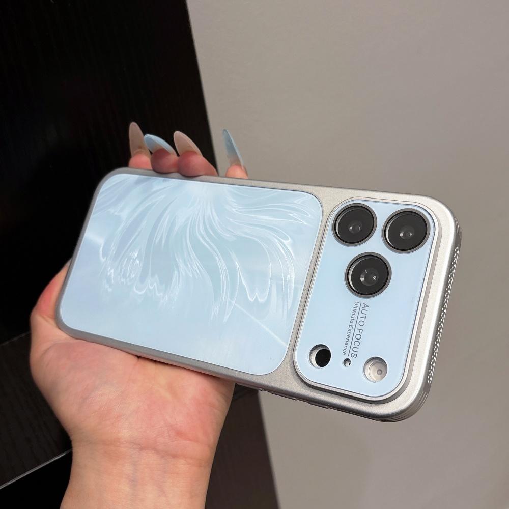 Luxury Frame Heat Dissipation CD Feather Pattern Phone Case For iPhone 17 Pro Max 16 14 15 Pro Camera Protection Back PC Cover