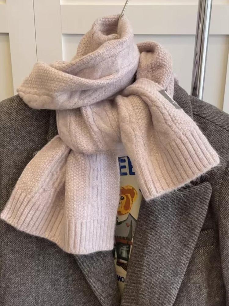 Women Winter Atmosphere Solid Color Simple Soft Warm Lazy Style Small Neck New Korean Versatile Knitted Scarf